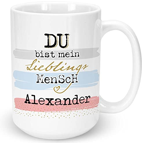 Sheepworld Motiv »Lieblingsmensch…« XL-Tasse mit Wunschnamen, personalisiert (weiß) | Keramik, 42,7 cl, Jumbo-Tasse mit Namen | Geschenk personalisiert | L1854