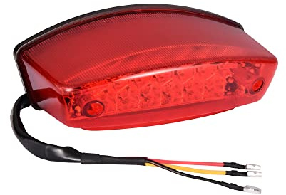 WOOSTAR 3 Draht Rückseite Bremse LED Rücklicht Ersatz für 50ccm 70ccm 90ccm 110ccm 125ccm 150ccm Motorrad Roller Dirt Pitbike Offroad ATV 4 Wheeler Quad Rot