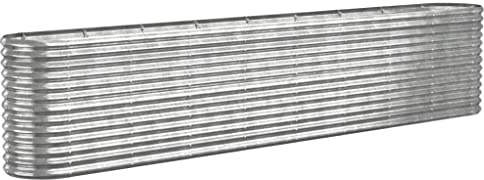 vidaXL Hochbeet, Wetterfestes Hochbeet für Garten Balkon Terrasse, Kräuterhochbeet zum Selber Bauen, Pflanzkasten aus Metall, Verzinkter Stahl Silbern