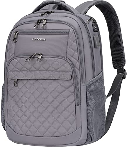 KROSER School Laptop Backpack 17.3 Inch Large Travel Computer Backpack Water-Repellent Daypack with USB Charging Port & Headphone Interface RFID Pockets