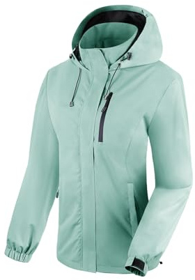 BATHRINS Regenjacke Damen Wasserdicht Atmungsaktiv Wanderjacke Windbreaker Damen Leicht Outdoor Jacke Mesh Gefüttert Fahrrad Jacke mit Kapuze