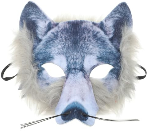 Toyvian 3D Wolf Maske Halloween Wolfsmaske Halbes Gesicht Wolfskopfmaske Realistische Gruselige 3D Tierkopfmasken für Kinder Erwachsene Karnevalsparty Kostüm Maskerade Silber