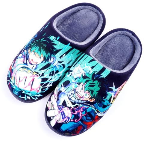 WANHONGYUE Anime My Hero Academia Pantofole Uomo Donna Invernali Calde Peluche Ciabatte Scarpe da Casa con Punta Aperta Antiscivolo Indoor Outdoor Slippers deku 42-43 EU