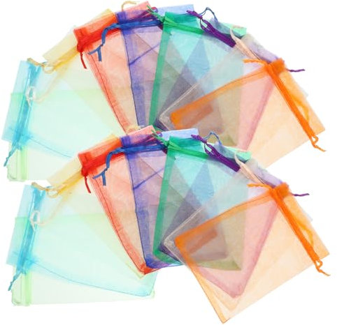 Gatuida 100pièces Sachet Organza Avec Cordon De Serrage Pochettes Transparentes Pour Mariage Anniversaire Et Noël Idéales Pour Bonbons Et Petits
