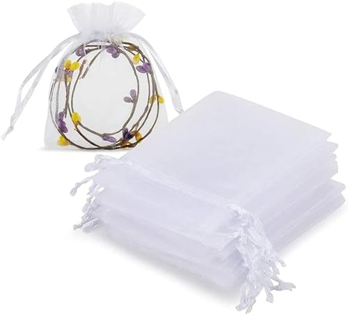 Bolsitas de Organza, Bolsas de Organza de Regalo, 100 Piezas Bolsas de Tul con Cordón de Organza, Bolsitas de Tela para Regalos, para Envoltura de Joyas para Boda Favores Joyas y Dulces,8x10CM