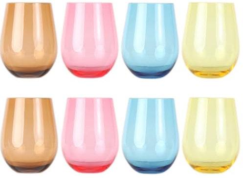 Lily's Home Bicchieri da vino e acqua infrangibili in acrilico a bordo piscina, realizzati in plastica infrangibile e ideali per uso interno ed esterno, riutilizzabili. Colori misti. 396,9 g. - Set di