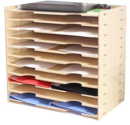 Schreibtisch-A3-Briefablage aus Holz, für Ordnung und Ordnung, stapelbare Schreibtischablagen für Schreibtisch-Organisation, stilvolle Ablagen für Zuhause oder Büro