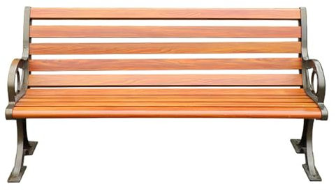LOERSS Außenbänke Mit Rückenlehne Und Armlehnen,Terrassen-gartenbank,Park-Veranda-Stuhl,Aluminium-parkbank,Metall- Und Holzbänke,Veranda-Bank Für Hinterhof,Terrasse,Rasen,Außenpool(120cm/47.2in)