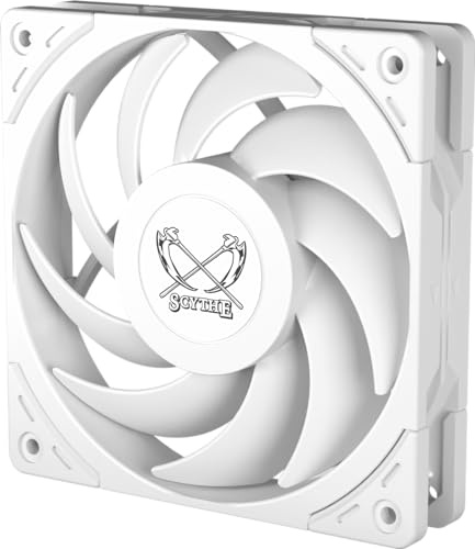 Scythe Wonder Tornado 120 PWN Ventilador de carcasa de computadora de alto rendimiento, 120 mm x 25 mm, rodamiento dinámico fluido, conector de 4 pines (2500 blanco, 1)