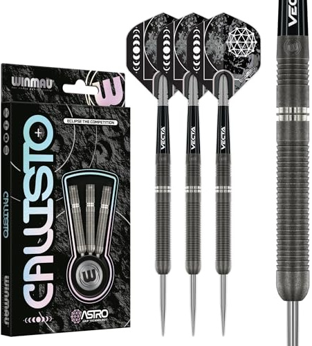 WINMAU Darts Callisto 24g 90% Professionella Volfram Stålspets Dartset med Dartflyg och Dartstammar