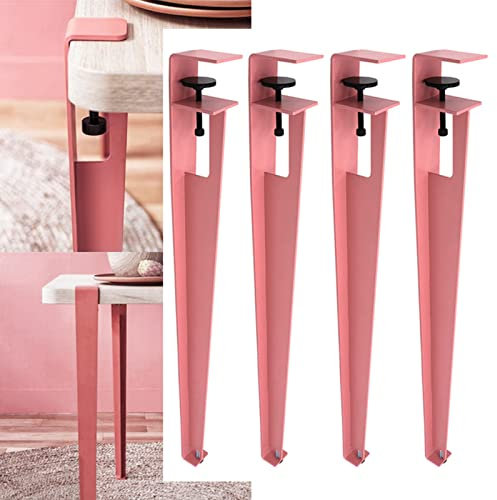 FYDZ F-Shaped Clamp-On Table Legs - Adjustable 76cm Metal Legs for Breakfast Bars, DIY Furniture Consoles, No Punching Required(Pink,4pcs)
