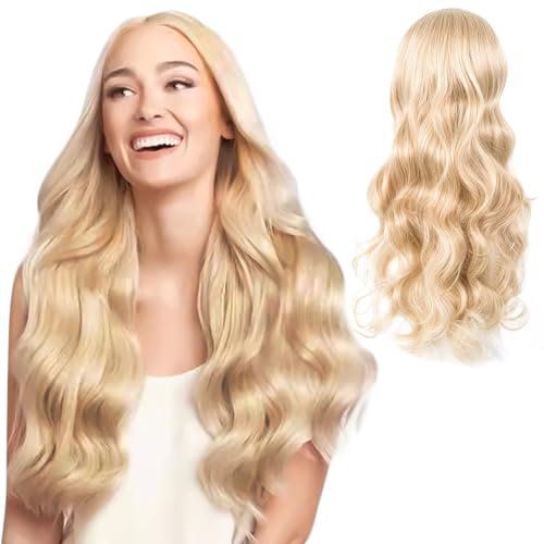 DKDDSSS Lungo Ondulato Parrucca Bionda per Donne, 27 Pollici/70cm Ricci Resistente al Calore, Cosplay Lunga Capelli Della Signora Di Modo Festa