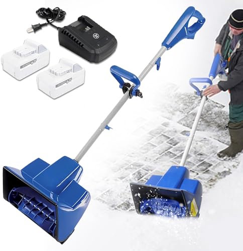 Eastnmythet Soplador de Nieve Eléctrico, Soplador de Nieve Inalámbrico a Batería, Pala Quitanieves Manual para Entradas de Vehículos, Patios y áreas de Juegos,2 Battery