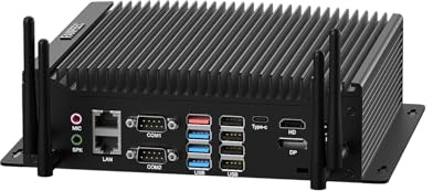 FANPEEC Industriel Mini PC Fanless Core i7-10510U 32Go DDR4 RAM 1TB M.2 SSD | Fanless Mini PC Win 11 Pro WiFi5 BT4.2, 4K Triple éCran, 2xRS232 + 4xRS485 COM, 2xGPIO, Mini Ordinateur Industriel Dual LAN