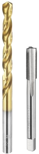 sourcing map Tap and Drill Bit Set, 1pcs M7.5 x 0.5 Metric Straight Flute Thread Screw Taps & 1pcs 7mm Twist Drill Bits, Uncoated/Titanium Coated HSS-6542 Tapping Threading Tool Kit