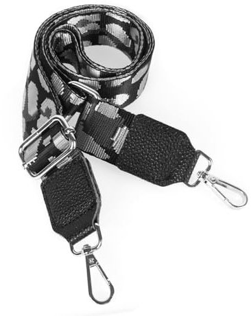 Moorle Gurt für Umhängetasche, Schultergurt für Taschen 3.8cm Breit, Schultergurt Taschengurt Verstellbarer Schwarz Silber, Taschengurte zum Wechseln für Schultertasche Tragetaschen Handtaschen