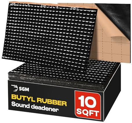 SGM Tapete negro de alta calidad para amortiguar el sonido del automóvil, 120 mil (3 mm), 10 pies cuadrados (0.92 m²), amortiguador de sonido automotriz, material de butilo autoadhesivo para