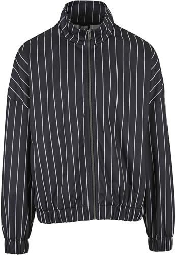 Urban Classics Sportjacka för män, pinstripe, Trackjacka, herr, träningsjacka med dragkedja, storlekar S – 5XL, svart/vit, S