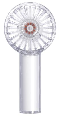 ELMWAY Transparent Rechargeable Handheld Fan – Portable Mini Fan with LED Light, USB-C Charging, 3 Speeds, Quiet Brushless Motor & Premium 2000mAh Lithium Battery