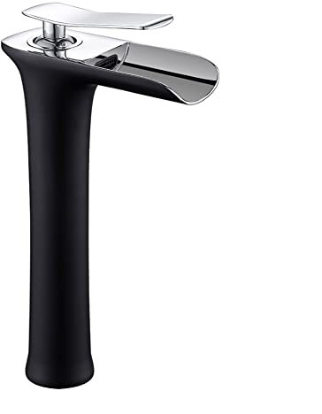 Miscelatori per lavello da Cucina, Cascata, lavabo, Bagno, Miscelatore per lavabo da appoggio, monoforo Alto, Montaggio su Piano, Compatibile con Balcone, Lavanderia, Cucina, BWJ-681