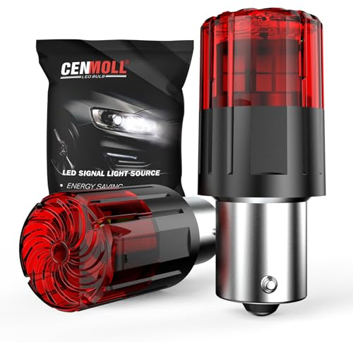 Cenmoll BAU15S PY21W Indicator Bulbs Red, 3200LM Super Bright 12V-24V BAU15S PY21W LED Indicator Bulbs Canbus Error Free Replacement for Backup Tail Brake Turn Signal Parking DRL Lights, 2 Pack