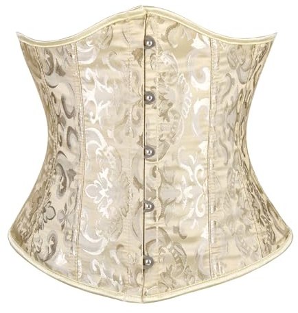 TRIWORKS Korsett för damer, corsage, bustier, underbystkorsett, satin, snörning i midjan, cincher för Halloween och karneval XS-6XL, Beige, S