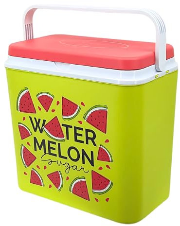 Contenitore frigo passivo 30 l – Ice box in design estivo Watermelon, senza corrente, mantiene il freddo a lungo, ideale per picnic, spiaggia, campeggio e festival, colorato, leggero, portatile