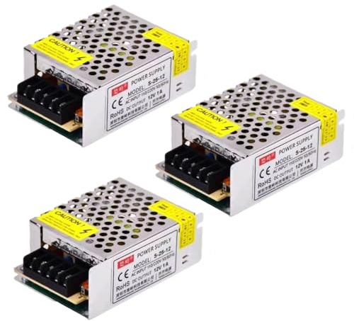 Transformador de protección contra sobrecarga, 3 unidades, CA 100 V/220 V a CC 12 V, transformador con voltaje constante, para automatización industrial, monitoreo LED, impresora CCTV