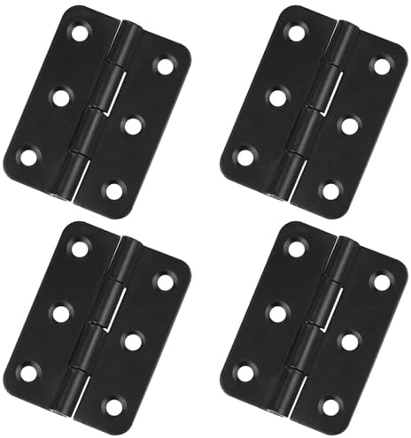 QZKJQDD 4 PCS Hinges Black, 2 inch Hinges for Wood Black Door Hinges with 24 pcs Hinge Screws for Cabinets Cupboards Shed Doors DIY Wood Projects and Furniture Fittings