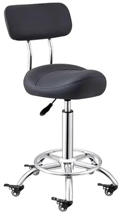 FXLUHAY Taburete de Silla de Montar con Respaldo y reposapiés for Uso en clínicas dentales y consultorios, Altura 50-70 cm, Silla de salón for Mayor Comodidad y Salud.(Black)