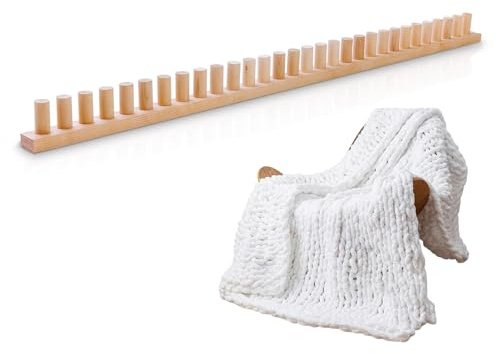 Marcos de punto para mantas, marco de ganchillo grueso de madera, sin agujas, tabla de tejer ajustable, suministros de tejer a mano para hacer mantas y mantas principiantes, adolescentes, mujeres