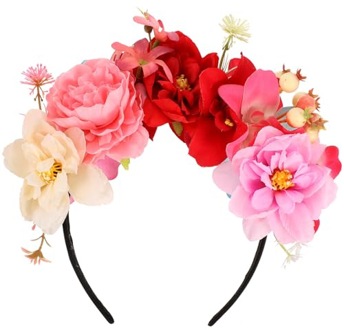 Beaupretty Blumenkranz Haarreif mit Künstlichen Blumen Verstellbares Florales Haarband Natürlicher Kopfschmuck für Hochzeiten Partys und Fotoshootings