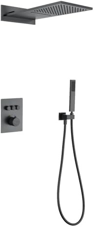 FQYEP Robinet Douche Thermostatique Encastrable Colonne de Douche Encastrable Double Fonction,Gris