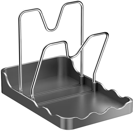 Generisch Topfdeckelhalter, Topfdeckel-Organizer mit Löffelablage, Hält 2 Deckel & Utensilien ordentlich, für die Küchenarbeitsplatte (Style A)