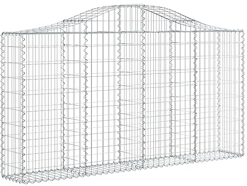 Nqyjm Garden Mesh Fence Gabion Baskets Arched 3 Piece 200 x 30 x 100/120 cm Galvanised Iron Gabion Wall Stone Cages for Outdoor Patio Lawn Model 1