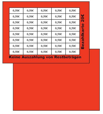 400 Verzehrkarten Abstreichkarten Wertmarken 20 Euro rot