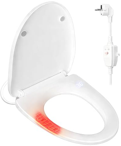 Smart toalettsits med automatisk sänkning, elektrisk toalettsits med värmesits, 3 temperaturinställningar, smart toalettlock med nattlampa