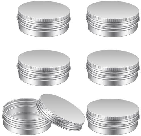Nogeqi 6 Stück Aluminium Creme Dosen zum Befüllen, 60ml Rund Tiegel Kleine Dosen Reise Metalldose für Lotion Kosmetik Mini-Kerzen Nagelkunst (Silber)