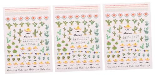 GRADENEVE Adesivi Unghie Cactus 3 Pezzi in Plastica per Nail Art Donna Facili da Applicare Decorazioni Creative per Eventi Festivi e Feste di Compleanno