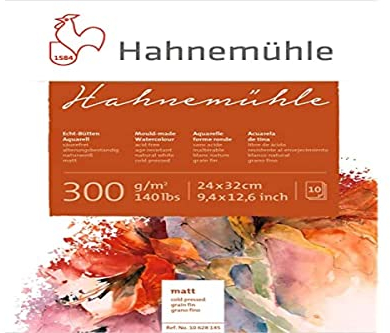 Hahnemuhle 300gsm Matt Watercolour Board Block, 10 Blatt, 24 x 32 cm