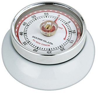 Zassenhaus Kökstimer, magnetisk, retro, klassisk, mekanisk, matlagningstimer (vit) | Lackerad metall, klassiskt retroutseende, praktisk magnet, 55 minuters körtid, mekaniskt äggklocka, kök, vit