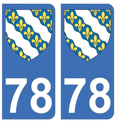 Autocollant 78 avec Blason Yvelines Plaque immatriculation Auto (9,8 x 4,5 cm)