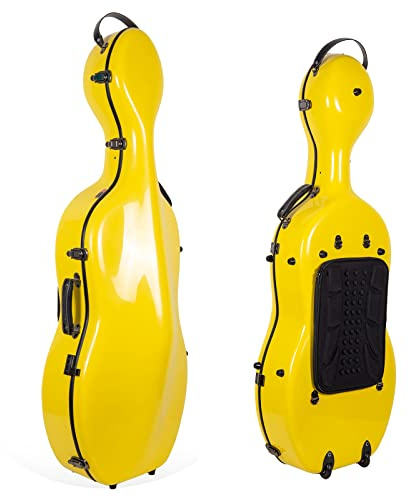 Crossrock Cello 4/4 Hartschalenkoffer aus Fiberglas mit Rollen, Gelb