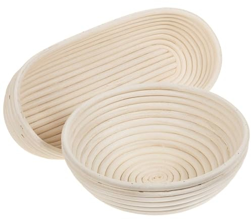 SIDCO Gärkorb Gärkörbchen 2 x Gärkörbe Brotform oval + rund Peddigrohrkorb 0,5 Kilo