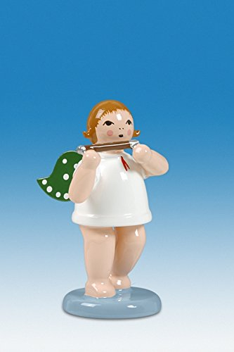 Rudolphs Schatzkiste Holzfigur Engel mit Pikkoloflöte und Krone Höhe 6cm NEU Holzengel Instrument Seiffen Erzgebirge Figur Dekoration Holzfiguren Weihnachten Fensterschmuck Spielzeug Deko