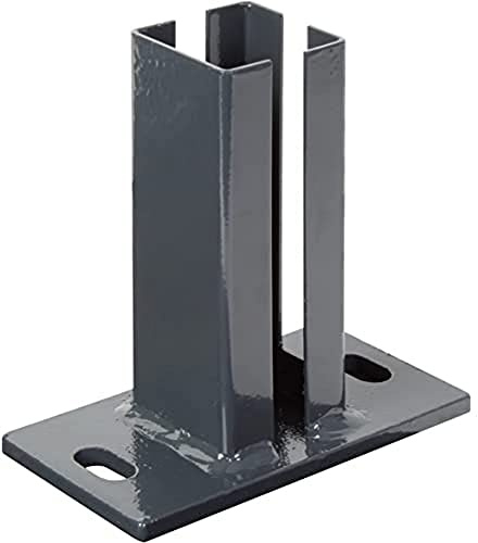 Alberts 685447 Pfostenträger für Eckpfosten für Doppelstabmatten | zum Aufschrauben | feuerverzinkt, anthrazit kunststoffbeschichtet RAL 7016 | Platte 150 x 80 mm | für Pfosten 60 x 60 mm