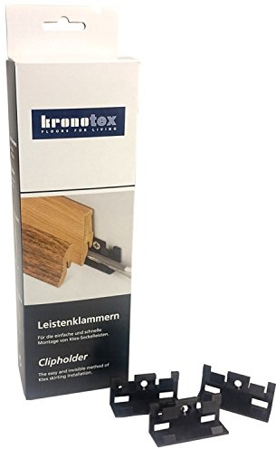Kronoflooring Montageclipse für Sockelleisten, 30 Stück im Paket, inklusive Schrauben und Dübel, einfache und schnelle Montage der Leisten für Laminatboden (Befestigungs Clip, Befestigungs Clip)