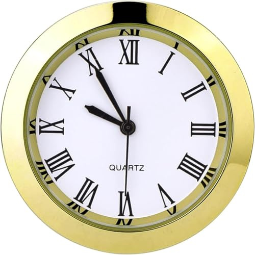 Hicarer 1-1/2 Inch (37 mm) Round Quartz Clock Insert Replacement Mini Quartz Movement Miniature Clock with Roman Numerals Fit 35 mm Diameter Hole White Dial