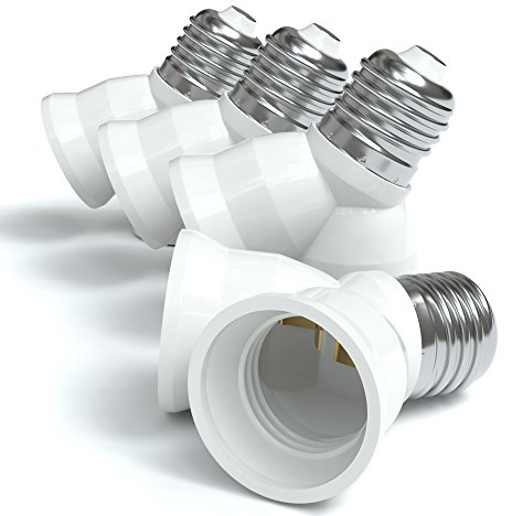 Eazy CASE 8X Lampensockel Adapter - Konverter Y-Form für E27 Fassung auf 2X E27 Lampenadapter für LED-/Halogen- und Energiesparlampen Sockeladapter, weiß