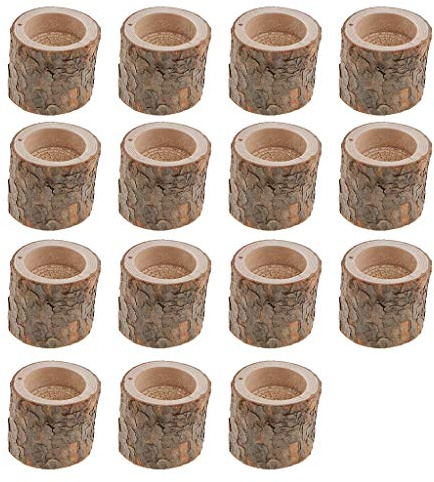Tubayia 15pcs Baumstumpf Teelichthalter Holz Kerzenhalter Teelichter für Zuhause Bar Hochzeit Party Dekoration